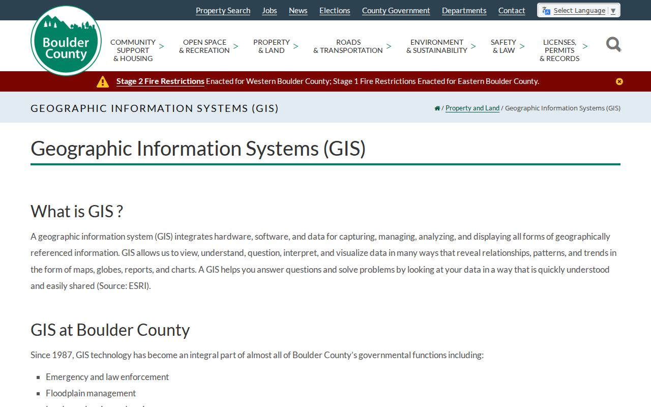 Lafayette street directory Boulder County GIS neighboring parcels